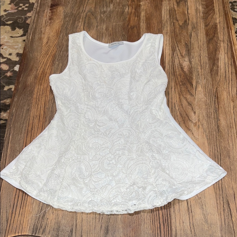 Papaya White Lace Blouse